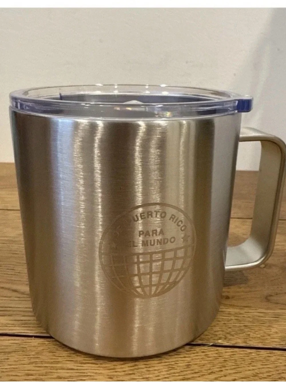 Stainless Steel Insulated Coffee Mug with Clear Lid - Silver